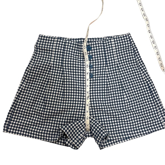 SOLD 🔴 Shinestar high waisted shorts size L W29 gingham vichy print blue white - Picture 9 of 13